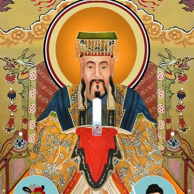 水陆画工笔画三清道德灵宝元始道祖玉皇紫薇道场家居两用装饰挂画