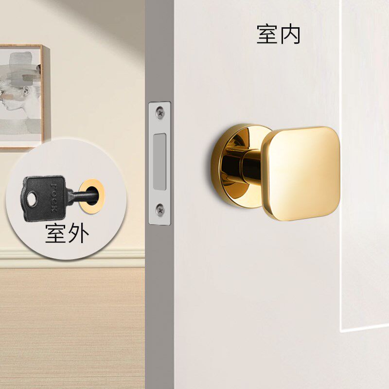 隐形门锁单面暗锁隐形锁室内背景墙推拉门锁专用带钥匙孔黑色门锁