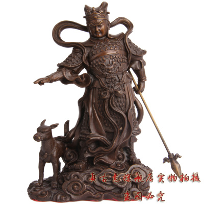 真古意 二郎神摆件杨戬二郎真君铜神像 哮天犬 工艺品吉祥摆件