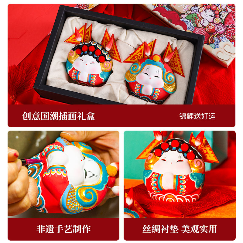 结婚礼物送新人北京兔儿爷摆件婚庆纪念礼品特色泥塑兔爷乔迁开业