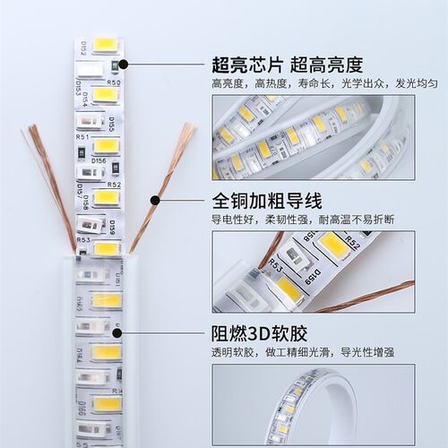 三色变光灯带led超亮灯条 客厅吊顶卧室暗槽高亮变色防水线条灯带