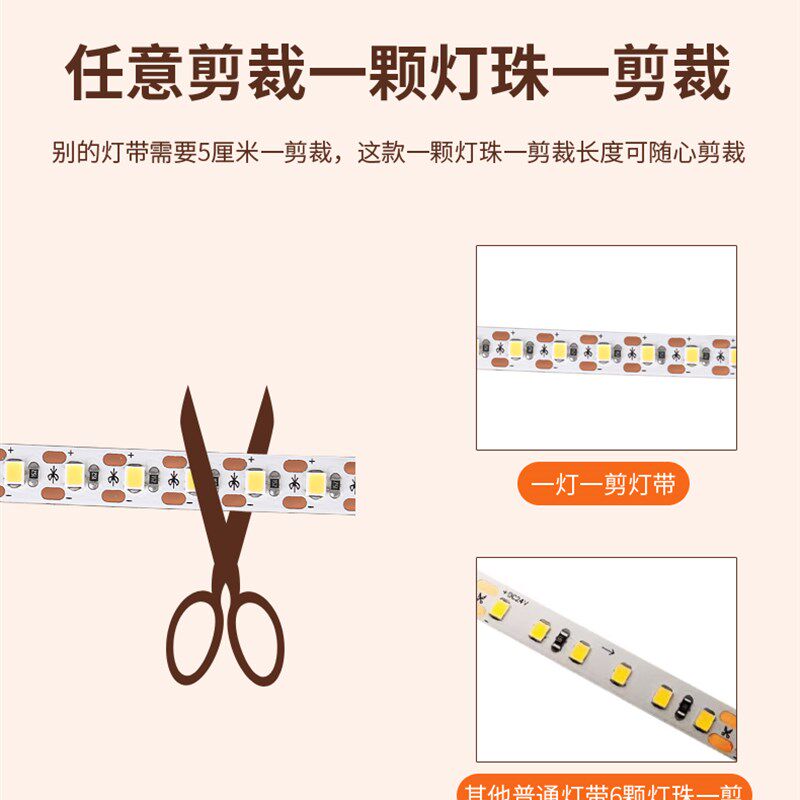 一灯一剪灯带24V贴片全光谱98灯条自粘24V无频闪酒柜3500k5000k