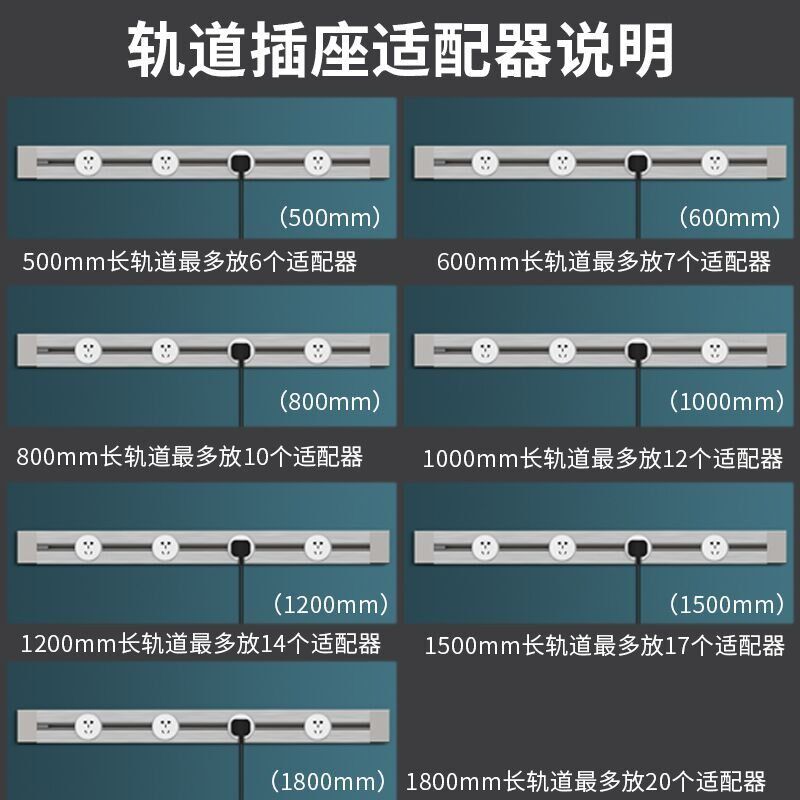 贝桥M1暗装电力移动轨道插座家用厨房餐边柜专用插排多功能插座