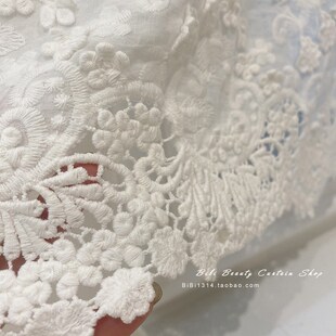 高档法式立体绣花门帘半帘窗帘短款帘美式隔断帘厨房窗户柜子遮挡