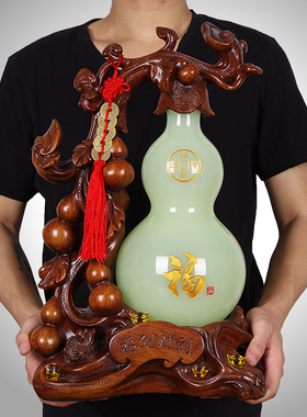 琉璃玉石葫芦摆件开业礼品送领导朋友办公室新居乔迁酒柜玄关装饰