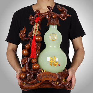 饰 琉璃玉石葫芦摆件开业礼品送领导朋友办公室新居乔迁酒柜玄关装