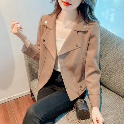 150小个子麂皮绒风衣外套女155春秋季短款夹克高级感小众上衣xs码
