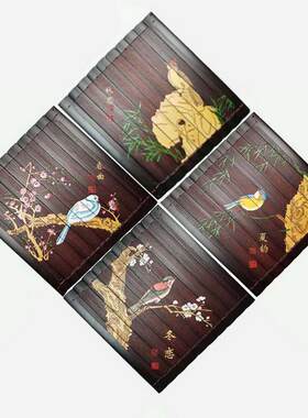 斗方挂件正方形竹字画竹挂件居家客厅墙上挂画茶楼装饰画茶字福字