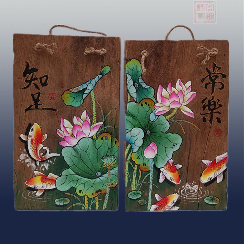 纯手绘木板画墙壁挂饰复古墙面仿古装饰墙饰风化木实木挂件壁饰品