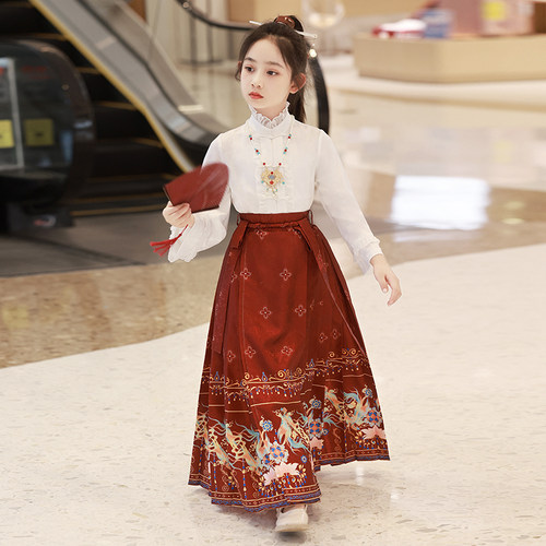 女童汉服春秋中国风明制马面裙儿童唐装仙女裙春秋季新款女孩古装