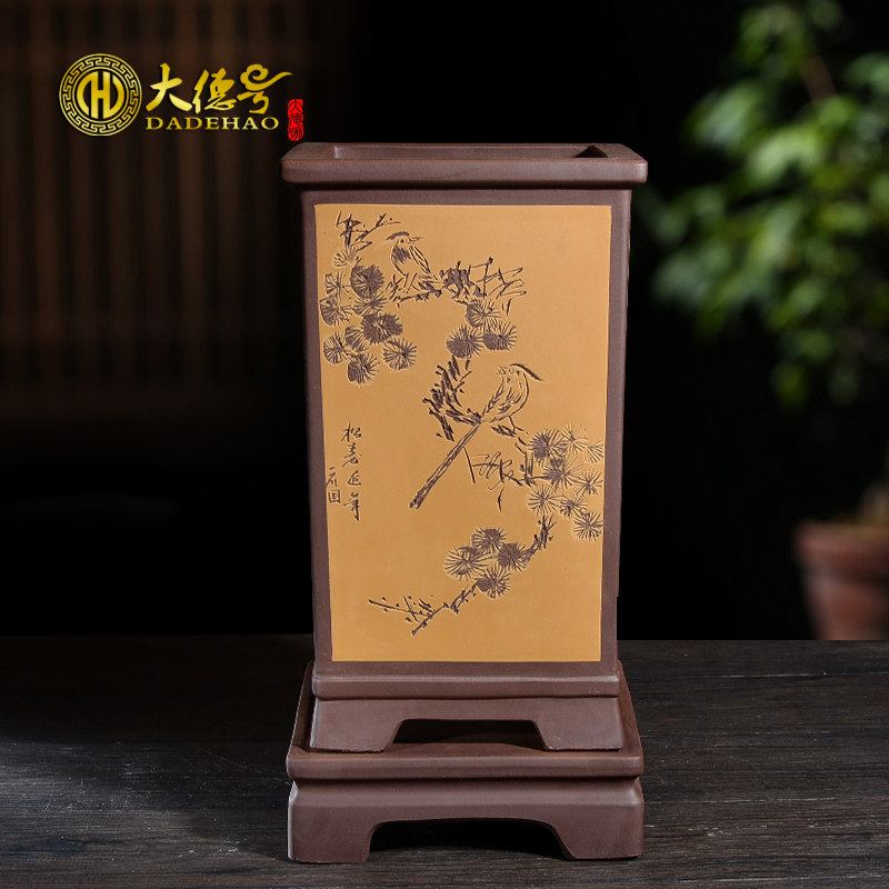 紫砂花盆盆景盆四方形带托盘大蕙兰墨兰吊篮君子兰花盆兰花专用盆