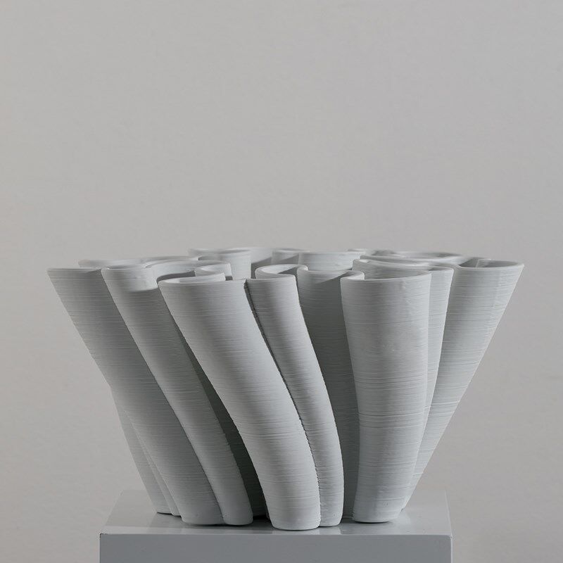 白色3D陶瓷花瓶2022新款轻奢高级摆件客厅插花装饰品创意家居花器