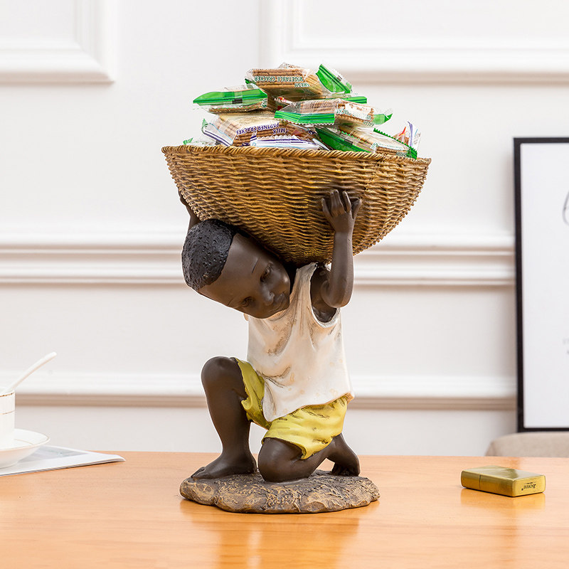 创意个性非洲人物男孩笔筒收纳摆件工艺品办公室装饰实用生日礼物