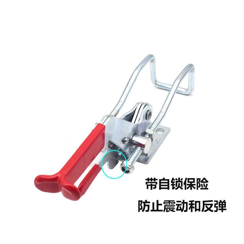 门闩式弯钩自锁夹具夹头40341镀锌锁夹搭扣箱扣门栓式快速压紧器