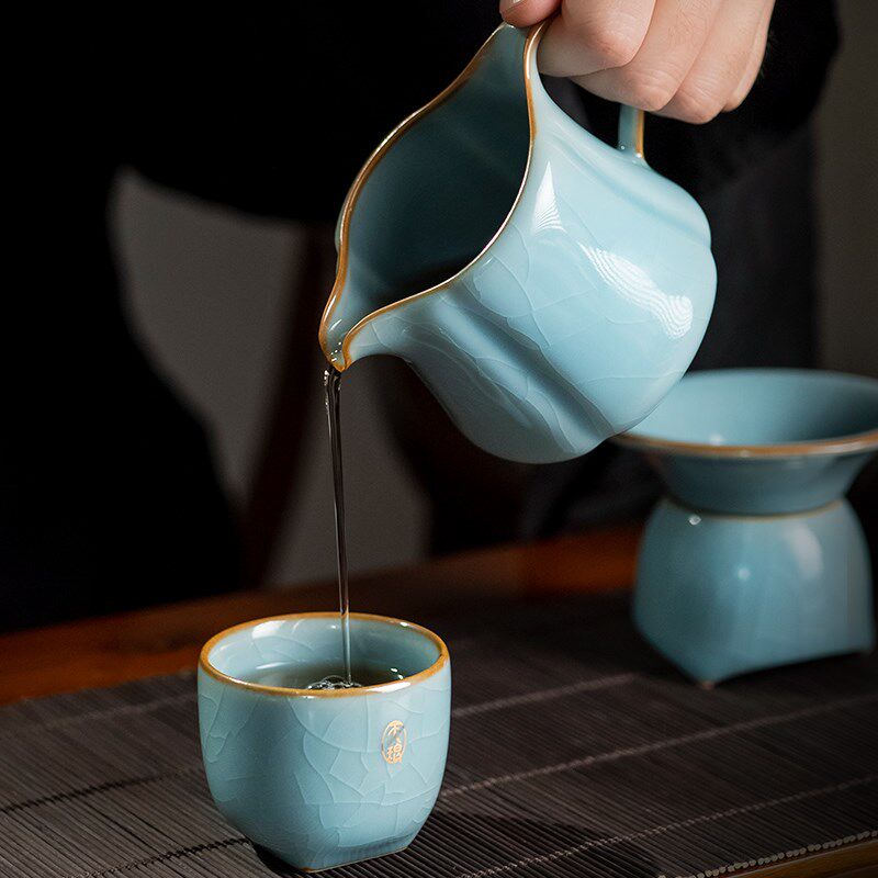 哥窑芷云茶海公道杯高端礼品送礼自用茶具茶器茶杯瓷器开片功夫茶