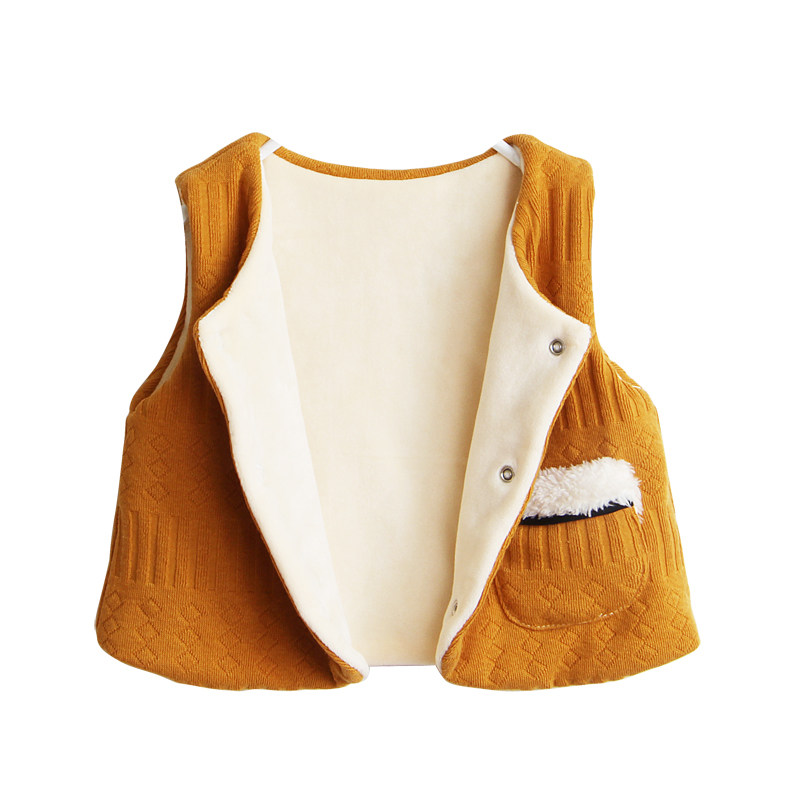 针织婴儿马甲冬季纯棉小背心加厚保暖男童马夹女宝宝新生儿加绒款