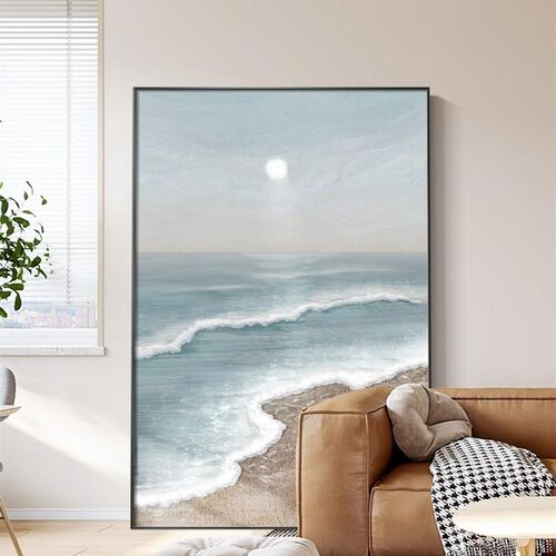 定做侘寂风客挂画海浪肌幅理画玄关装饰画厅巨油画沙发背景墙落地