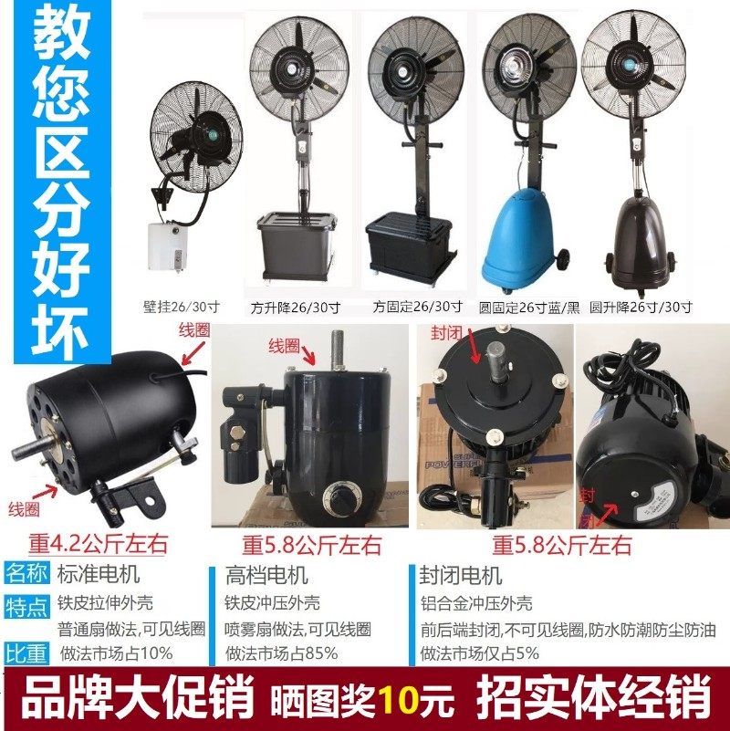百惠风工业喷雾风扇 立式墙壁挂雾化电风扇 加湿降温喷水雾大风扇