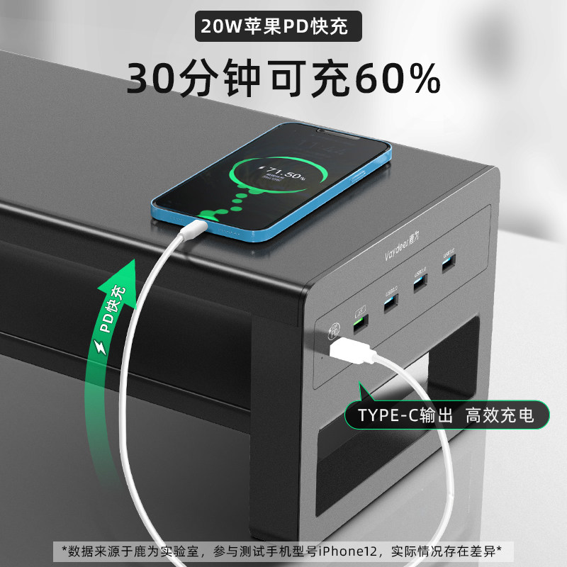 显示器增高架带usb多功能台式电脑屏幕桌面底座双层收纳无线充电