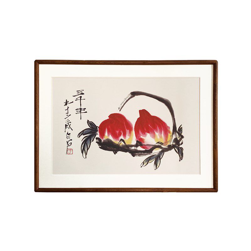 寿桃荔枝新中式餐厅蟠桃装饰画餐厅饭厅挂画寿桃葫芦玄关壁画