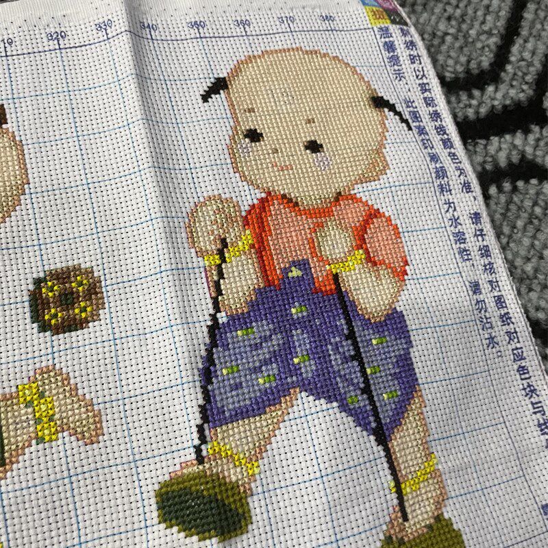 纯手工十字绣成品五子送福小孩儿童卡通卧室系列新款包邮