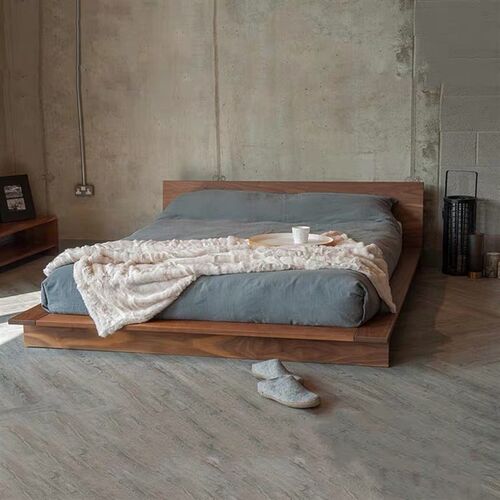 北欧黑胡桃实木床1.8米1.5m双人大床日式白蜡木矮床实木榻榻米床