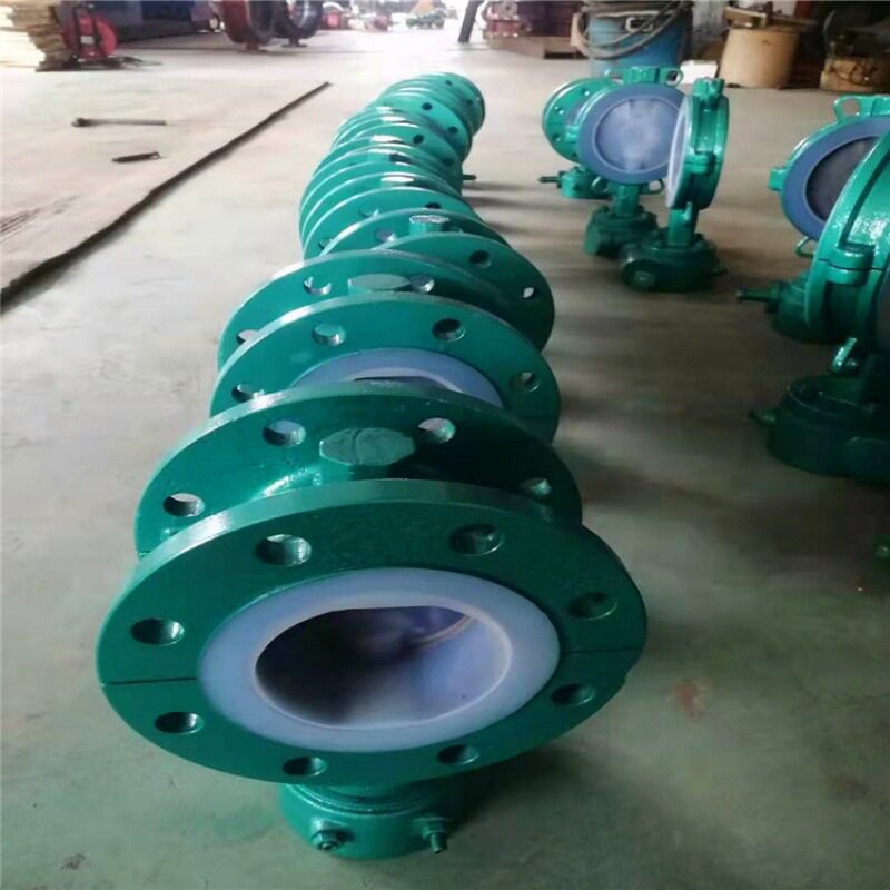 厂家供应D341F46-10C DN450铸钢全内衬四氟手柄蜗轮法兰蝶阀