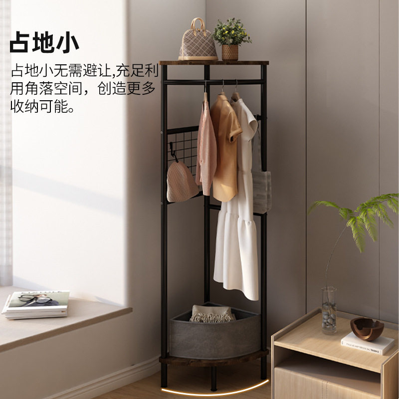 跨境转角衣帽架落地卧室金属多功能放衣服神器门口室内简易挂衣架