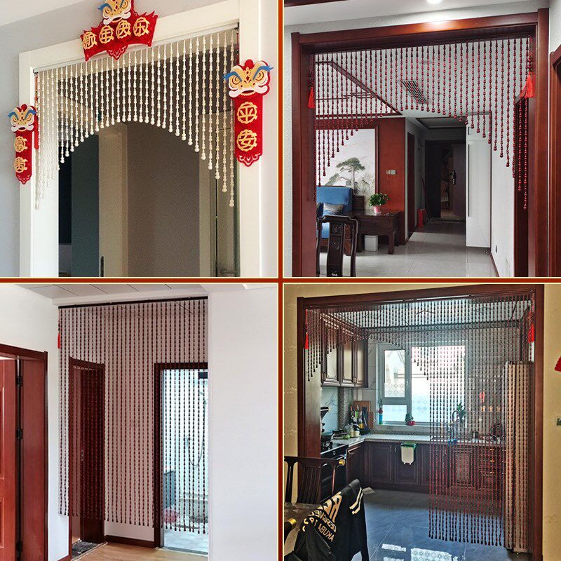 全桃木葫芦珠帘大门门帘门对门隔断帘玄关卧室垭口家用帘子免打孔