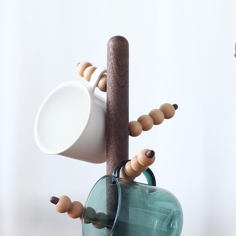 三思工房 黑胡桃木水杯置物架杯子挂架咖啡杯玻璃杯家用收纳杯架