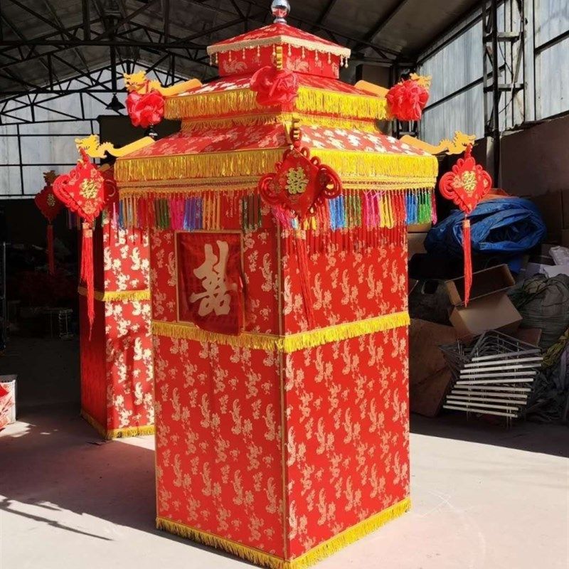 中式婚礼花轿节庆用品婚庆结婚轿子折叠单双三顶八抬大轿实用定制
