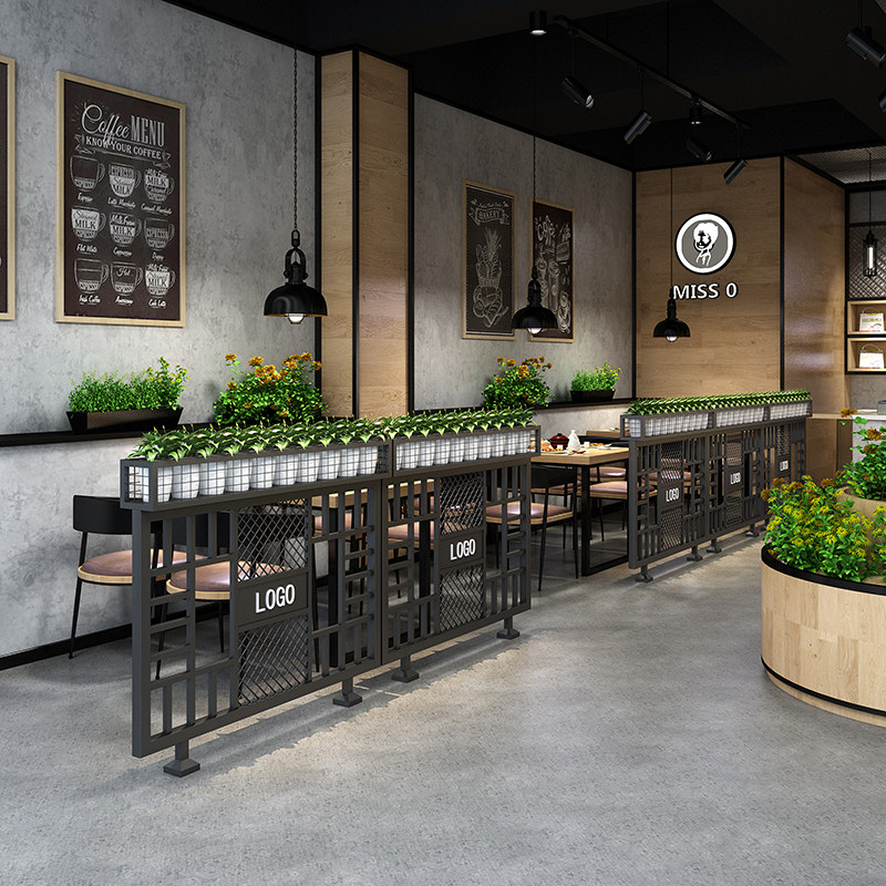 饭厅隔断饭店创意格栅火锅店饰护栏围栏铁艺卡座半截酒吧花隔断墙