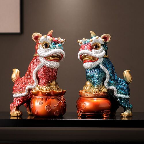 醒狮舞狮招财摆件国潮乔迁开业礼品新中式客厅玄关前台办公室摆件