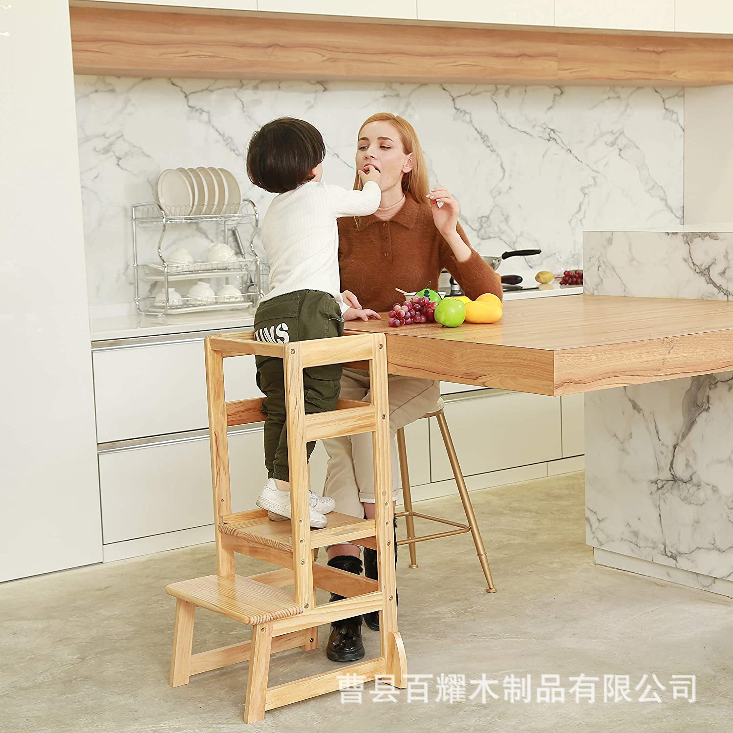 儿童木质增高梯凳宝宝洗手凳洗手台阶凳幼儿洗漱垫脚凳学习爬高凳图片