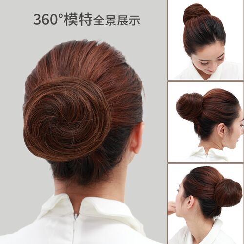 丸子头假发发圈假发包真发花苞拉绳扣式发苞盘发器神器全真人发女