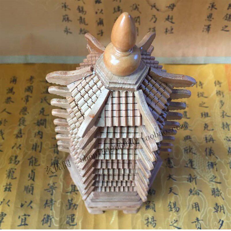 风生水起堪舆摆件深度雕刻桃木文昌塔办公书桌书架工艺品学生礼物