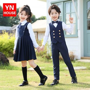 中小学生校服秋装套装英伦风男女童马甲连衣裙幼儿园园服儿童班服