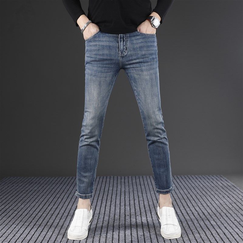 高端夏季薄款九分牛仔裤男款2025新款修身小脚男士休闲裤子9分裤