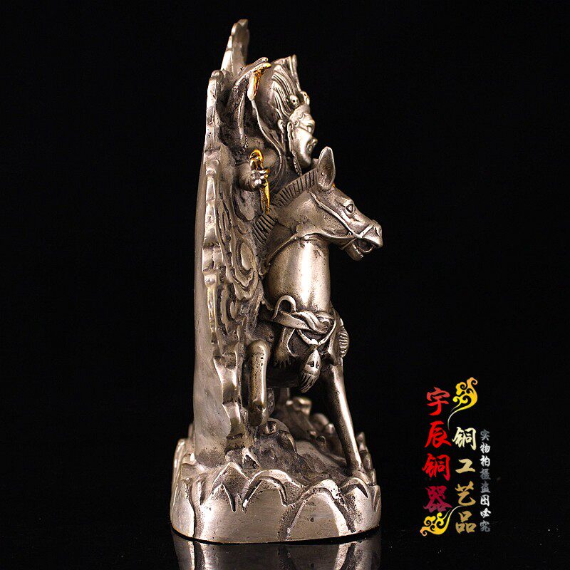 仿古纯铜白铜吉祥天母铜像摆件家居密宗藏佛神像摆件