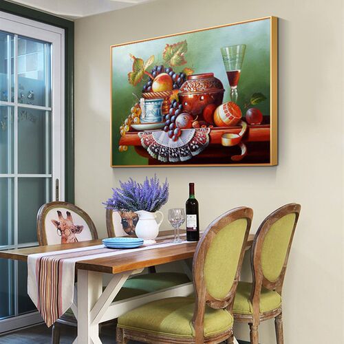 欧式客厅油画水果挂画沙发背景墙装饰画花卉美式餐厅手绘静物壁画