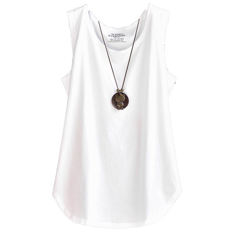 纯棉破洞边中长款背心女外穿春秋叠穿宽松大码无袖打底衫内搭吊带