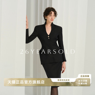 气质老钱风半身裙 套裙职业装 26YEARS OLD轻熟简约风黑色收腰西装