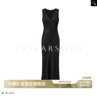 长裙性感优雅女 浪漫风黑色蕾丝拼接连衣裙女无袖 26YEARS OLD法式