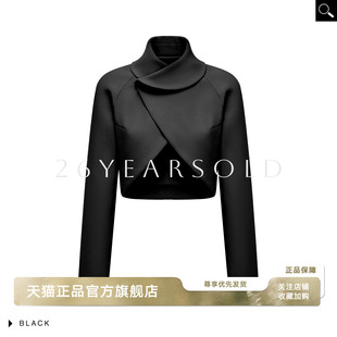 外套女 通勤舒适短款 26YEARS OLD黑色高领交叉设计显瘦小外套时尚
