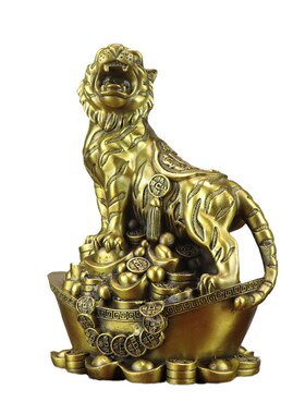 精工纯黄铜老虎摆件生肖虎啸山河老板办公室桌面摆件财源广进招财