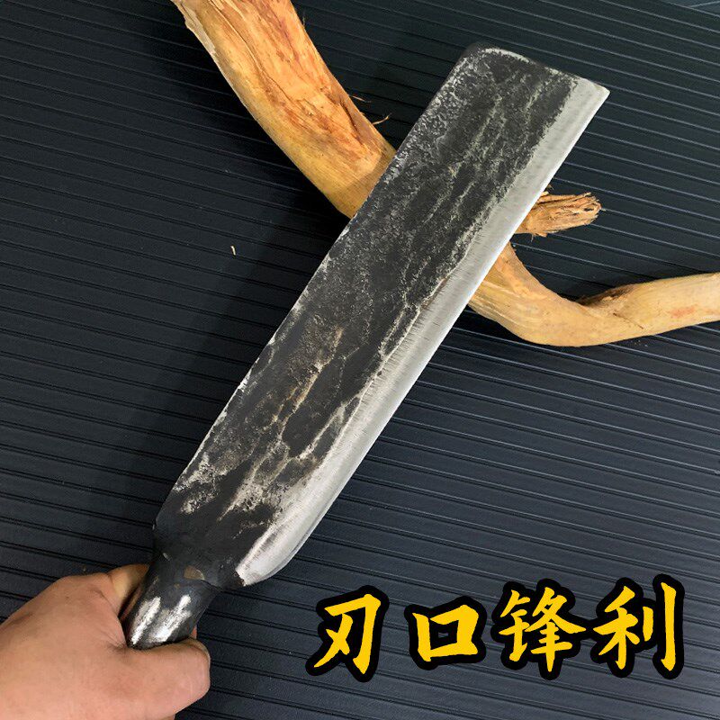 纯手工锻打砍竹刀加厚砍树刀弹簧钢劈柴刀农用直刀砍柴刀破竹篾刀