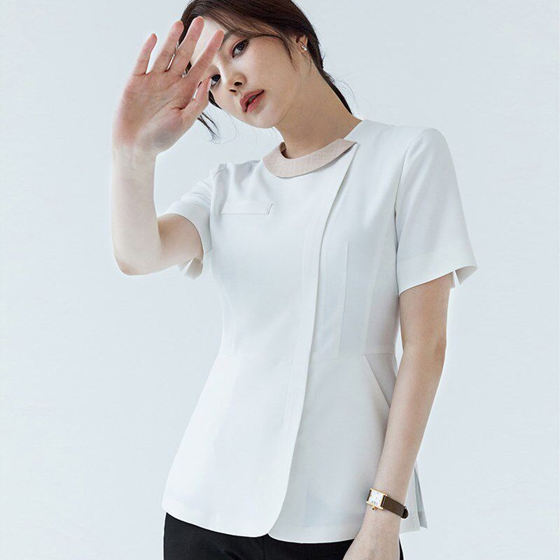 美容院工作服女足疗技师工作服美容师护士服夏季工装职业气质套装