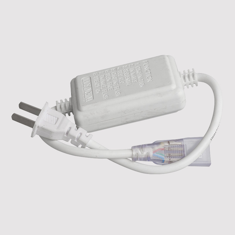 led遥控高压七彩灯带遥控器 单排双排扁三线插头220V灯带控制器