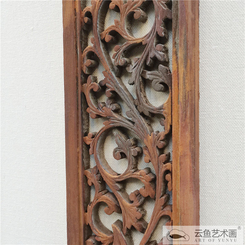 木雕窗户立体实物装饰画旧木新中式禅意简约工艺画客厅玄关土墙画