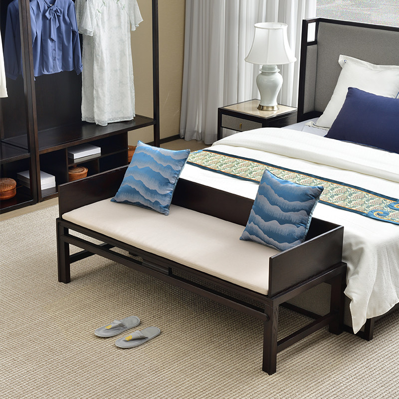 罗汉床小户型新中式实木小尺寸沙发民宿白蜡木床尾凳卧塌贵妃床榻